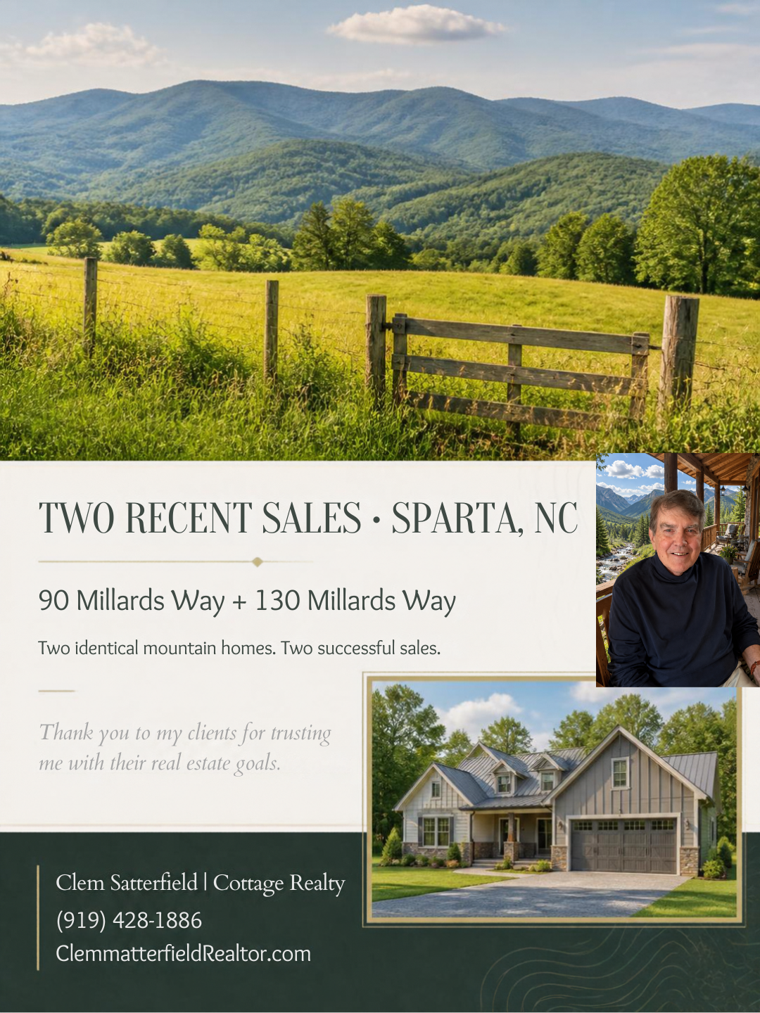 Two recent sales in Sparta, NC — 90 Millards Way and 130 Millards Way